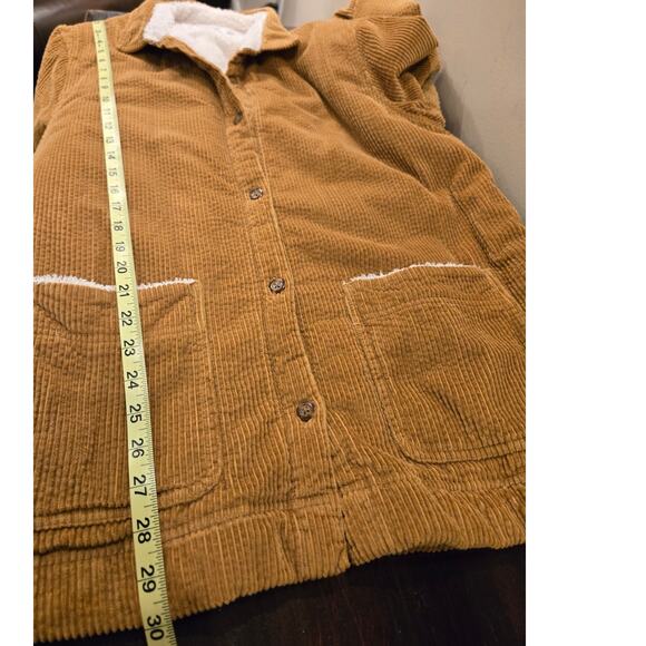 LL Bean Corduroy Relaxed Sherpa Lined Shacket Shirt Jacket Womens XL Brown - Picture 11 of 12